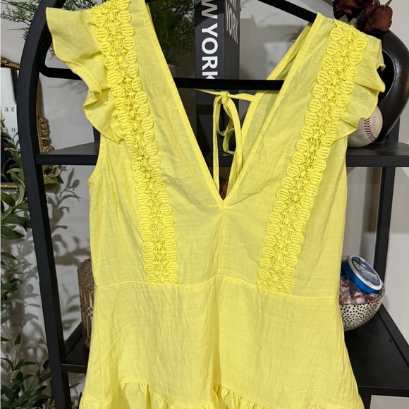 double crazy Sunny Yellow Lace Mini Dress size large - Picture 3 of 8